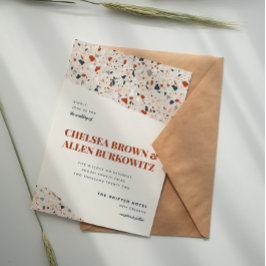 Terrazzo Slab Moderne Trouw Uitnodiging