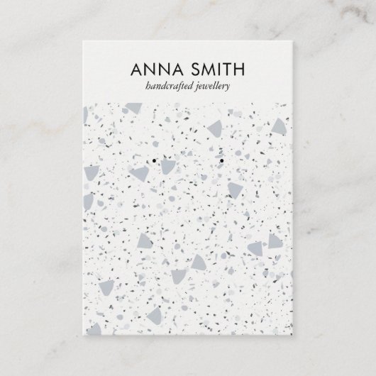 Terrazzo Stone Grey Minimale Marble Earring Displa Visitekaartje (Voorkant)