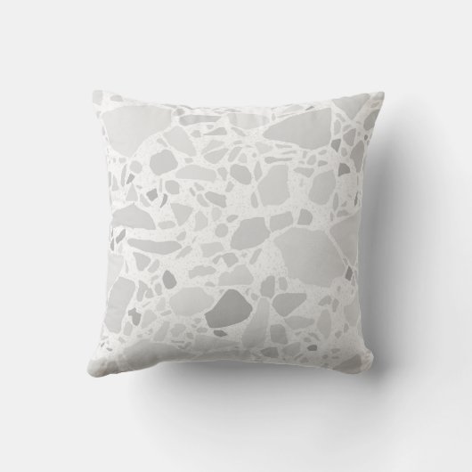 Terrazzo Stone Print Pattern Light Grey Buitenkussen (Achterkant)