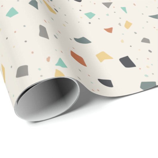 Terrazzo Tegel Confetti Modern Style Earth Tones Cadeaupapier (Rol Hoek)