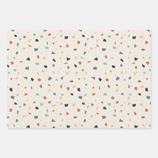 Terrazzo Tegel Confetti Modern Style Earth Tones Inpakpapier Vel (Voorkant)