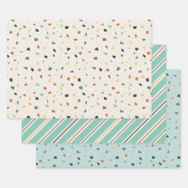 Terrazzo Tegel Confetti Modern Style Earth Tones Inpakpapier Vel