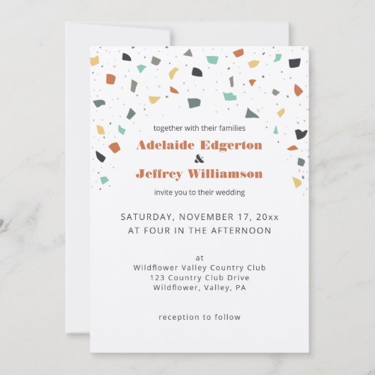 Terrazzo Tegel Confetti Modern Style Earth Tones Kaart (Voorkant)