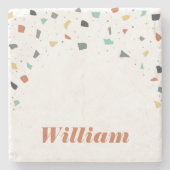 Terrazzo Tegel Confetti Modern Style Earth Tones Stenen Onderzetter (Voorkant)
