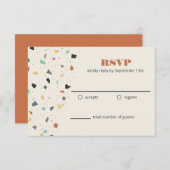 Terrazzo-tegel confetti moderne stijl RSVP (Voorkant / Achterkant)