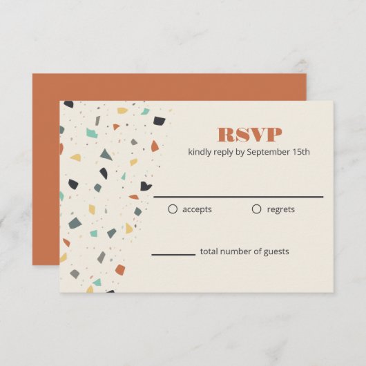 Terrazzo-tegel confetti moderne stijl RSVP (Voorkant / Achterkant)
