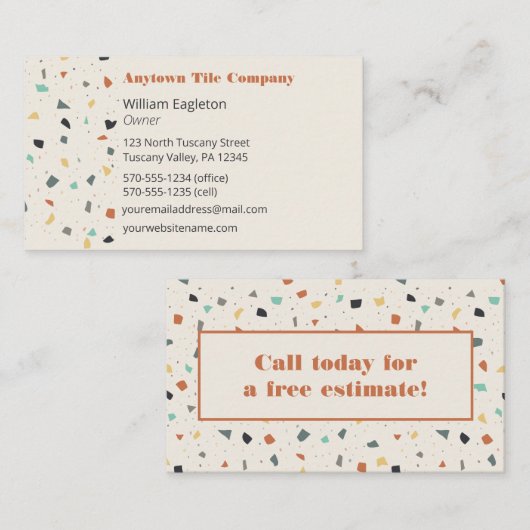 Terrazzo Tegel Mason, Tegel Layers Visitekaartje (Voorkant / Achterkant)