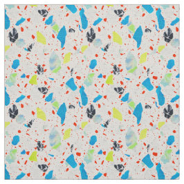 Terrazzo Tegel Pattern - Neon on White Fabric Stof