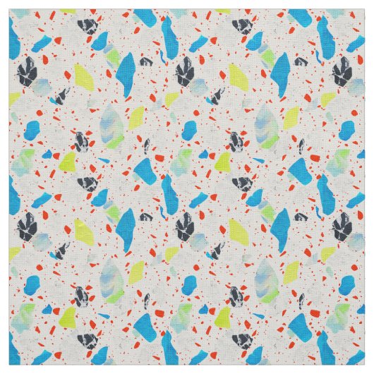 Terrazzo Tegel Pattern - Neon on White Fabric Stof (Swatch)