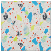 Terrazzo Tegel Pattern - Neon on White Fabric Stof (Close Up)