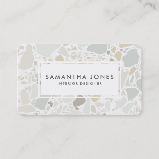 Terrazzo Texture Simple Modern Interior Designer Visitekaartje (Voorkant)