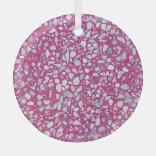 Terrazzo textuur: roze witte elegantie. glas ornament