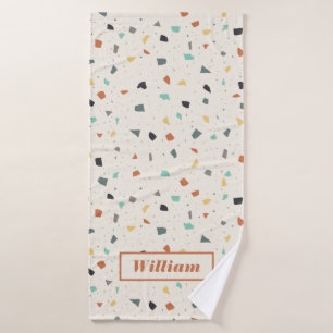 Terrazzo Tile Confetti Modern Style, gepersonalise Badhanddoek
