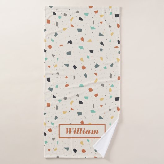 Terrazzo Tile Confetti Modern Style, gepersonalise Badhanddoek (Badhanddoek)