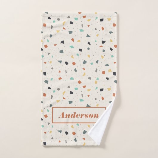 Terrazzo Tile Confetti Modern Style, gepersonalise Handdoek (Handdoek)