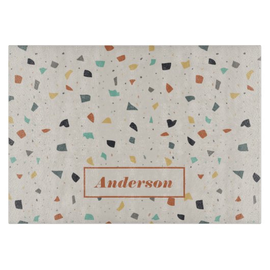 Terrazzo Tile Confetti Modern Style, gepersonalise Snijplank (Voorkant)