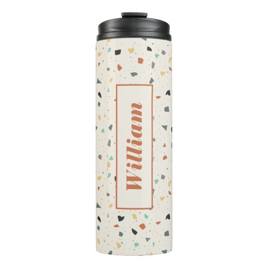 Terrazzo Tile Confetti Modern Style, gepersonalise Thermosbeker (Voorkant)