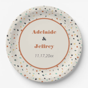 Terrazzo Tile Confetti Moderne Style Earth Tones Papieren Bordje