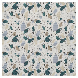 Terrazzo Tile Pattern - Green on Cream Fabric Stof