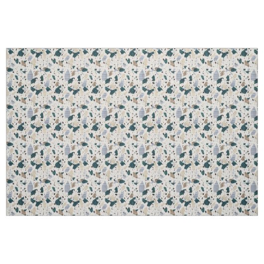 Terrazzo Tile Pattern - Green on Cream Fabric Stof (Fat Quarter)