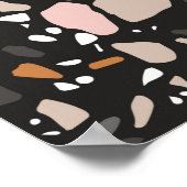 Terrazzo vloerbedekking naadloos in donkere kleure poster (Hoek)