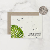 TERRAZZO WATERVERF GREEN MONSTERA LEAF FOLIAGE NOTITIEKAARTJE (Voorkant / Achterkant in situ)