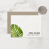 TERRAZZO WATERVERF GREEN MONSTERA LEAF FOLIAGE NOTITIEKAARTJE (Voorkant / Achterkant in situ)