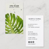 TERRAZZO WATERVERF GREEN MONSTERA LEAF FOLIAGE VISITEKAARTJE (Voorkant / Achterkant)