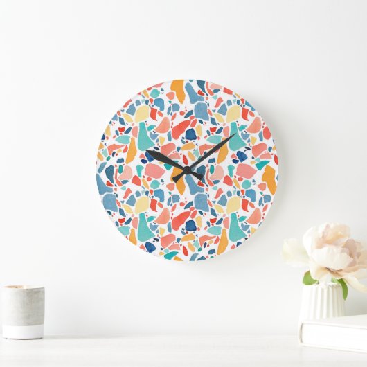 Terrazzo Waterverf: kleurrijk naadloos patroon. Grote Klok (Huis)