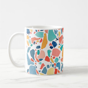 Terrazzo Waterverf: kleurrijk naadloos patroon. Koffiemok