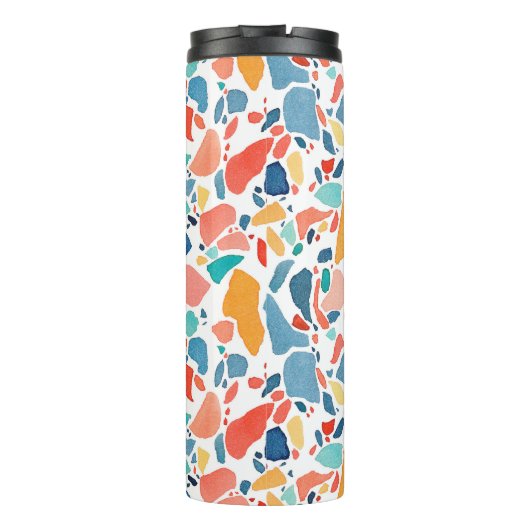 Terrazzo Waterverf: kleurrijk naadloos patroon. Thermosbeker (Achterkant)