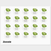 TERRAZZO WHITE GREEN MONSTERA LEAF FOLIAGE ADRES RONDE STICKER (Vel)