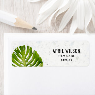TERRAZZO WHITE GREEN MONSTERA LEAF FOLIAGPRIJS ETIKET