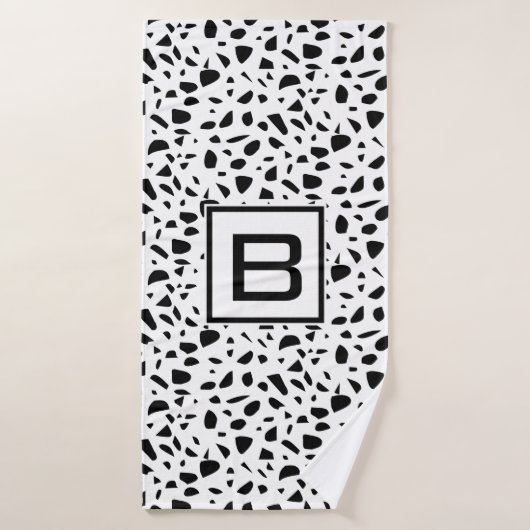 Terrazzo witte zwarte monogram initiaal bad handdoek (Badhanddoek)