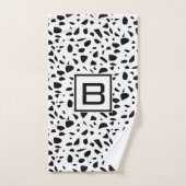 Terrazzo witte zwarte monogram initiaal bad handdoek (Handdoek)