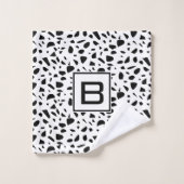 Terrazzo witte zwarte monogram initiaal bad handdoek (Wasdoekje)
