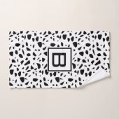 Terrazzo witte zwarte monogram initiaal bad handdoek (Handdoek)