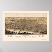 Terre Haute, IN Panoramic Map - 1880 Poster (Voorkant)