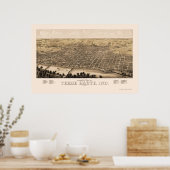 Terre Haute, IN Panoramic Map - 1880 Poster (Keuken)