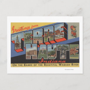 Terre Haute, Indiana - Grote lettertjes Briefkaart