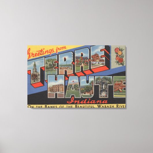 Terre Haute, Indiana - Grote lettertjes Canvas Afdruk (Voorkant)