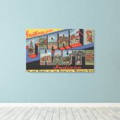 Terre Haute, Indiana - Grote lettertjes Canvas Afdruk (Insitu (Houten vloer))