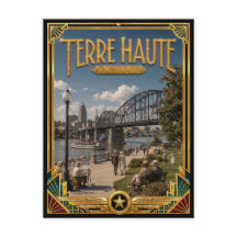 Terre Haute Indiana Vintage Art Deco Gouden Tijdpe