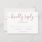 Terrecotta Eenvoudig Elegant Schrift RSVP Kaartje (Voorkant)