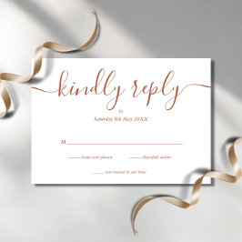 Terrecotta Eenvoudig Elegant Script RSVP Kaartje