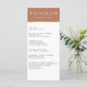 Terrecotta Gold foil Wedding Programme Menu (Staand voorkant)