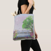  terrein van de Floral door het Zee Tote Bag (Dichtbij)