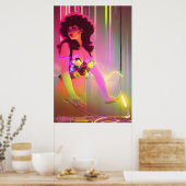 Terreur van de surrealist van de Synthwave-Platens Poster (Keuken)