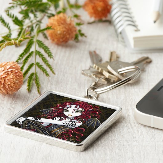 "Terri" Gothic Red Rose Fairy Fantasy Sleutelhange Sleutelhanger (Zijkant)