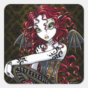 "Terri" Gothic Red Rose Fairy Fantasy Stickers